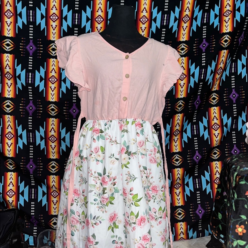 PatPat Pink and White Floral Kids Dress